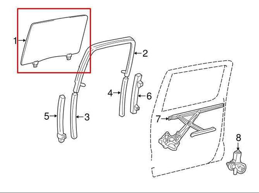 2015-2023 Toyota Tacoma Rear Left Driver Side Door Window Glass 68104-04060 OEM - Alshned Auto Parts