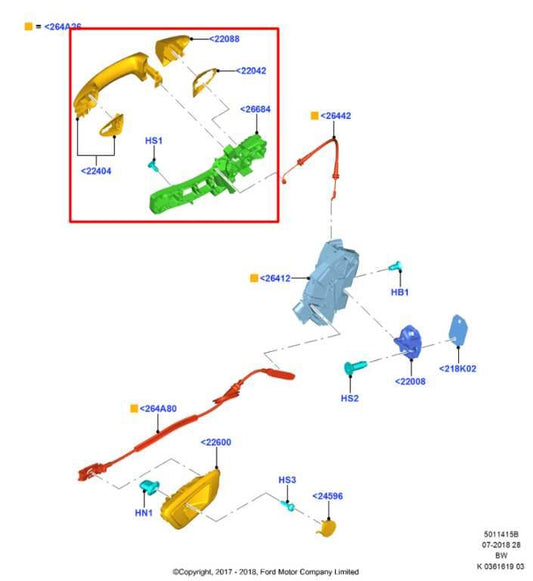 2018-2022 Ford EcoSport SE 1.0L FWD Rear Driver Left Side Door Exterior Handle - Alshned Auto Parts