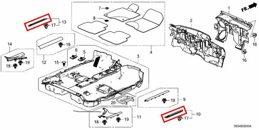 23-26 Acura Integra A-Spec Front Right and Left Side Door Sill Scuff Kick Plate - Alshned Auto Parts
