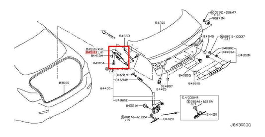 14-23 Infiniti Q50 Luxe Rear RH and LH Side Trunk Deck Lid Hinge Set 84400-1MA0A - Alshned Auto Parts