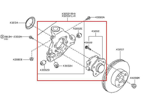 2014-2019 Infiniti QX60 Pure Rear Right Side Spindle Knuckle Hub 43018-3JA0A OEM - Alshned Auto Parts