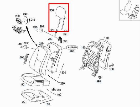 2007-13 Mercedes-Benz S550 Front LH or RH Side Seat Headrest 221-970-62-50-9E43 - Alshned Auto Parts