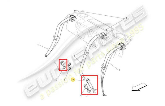 2017-21 Maserati Ghibli Rear RH and LH Side Center 2nd Row Seat Belt Buckle Set - Alshned Auto Parts