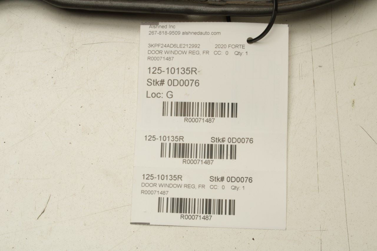 19-24 KIA Forte LXS Front Right Door Window Regulator w Carrier Plate 82481M6220 - Alshned Auto Parts