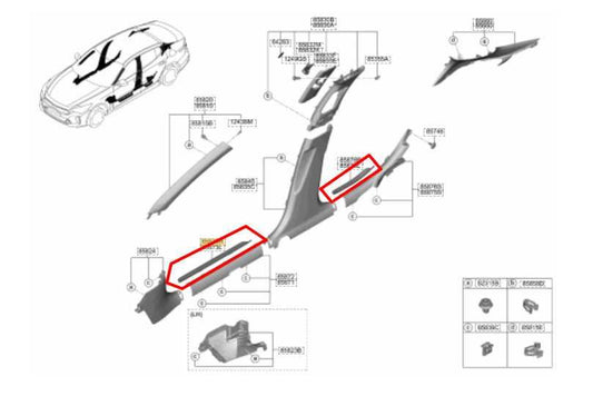 18-23 Kia Stinger Front and Rear RH and LH Door Sill Scuff Plate Set 85883-J5100 - Alshned Auto Parts