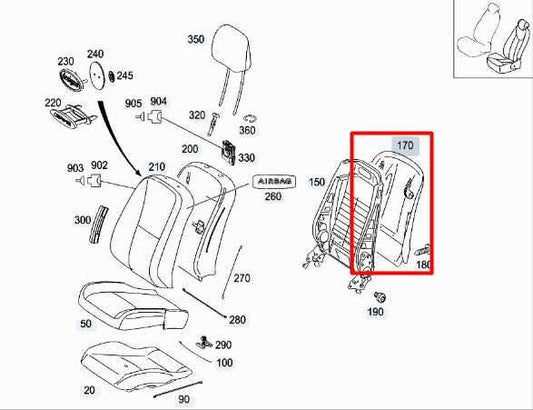 07-13 Mercedes-Benz S550 Front LH or RH Seat Back Panel Cover 221-910-13-39 OEM - Alshned Auto Parts