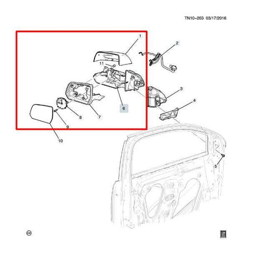 2017-2019 GMC Acadia SLT-1 3.6L AWD Right Side Rear View Mirror 84293559 OEM - Alshned Auto Parts
