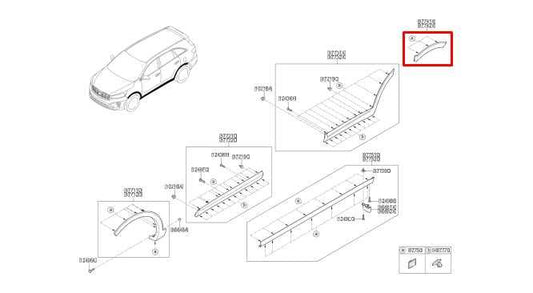 2016-2020 Kia Sorento LX Rear Left Driver Side Wheel Opening Molding 87741-C6000 - Alshned Auto Parts