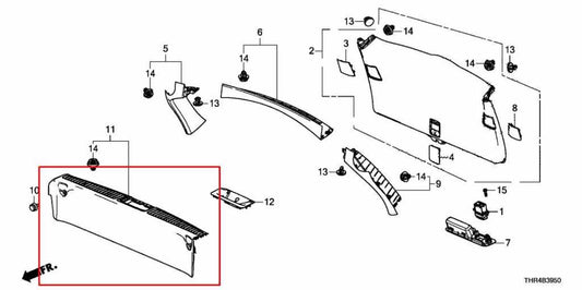 2018-26 Honda Odyssey Touring Rear Trunk Sill Scuff Kick Plate Trim Panel Cover - Alshned Auto Parts