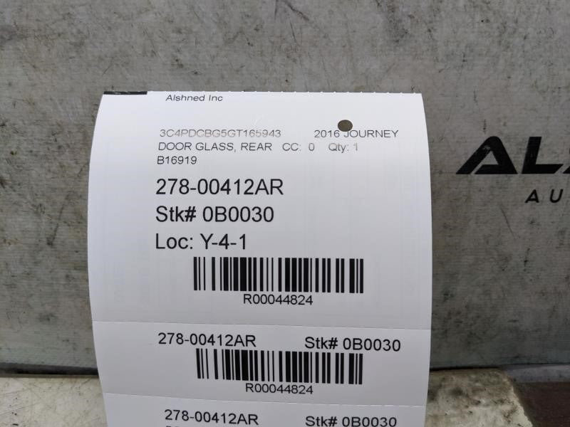 2012-2018 Dodge Journey Rear Right Side Door Glass 5076890AC OEM - Alshned Auto Parts