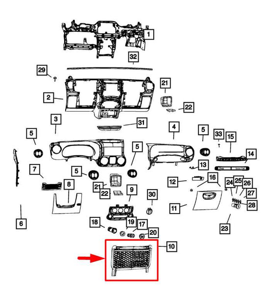 2011-2018 Jeep Wrangler Sahara Dash Center Lower Cargo Net Trim 1RV39TRMAB OEM - Alshned Auto Parts