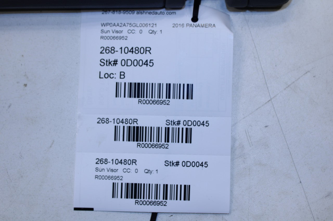 2015-16 Porsche Panamera 4 3.6L Front Right Side Sun Visor w/ Illuminated Mirror - Alshned Auto Parts