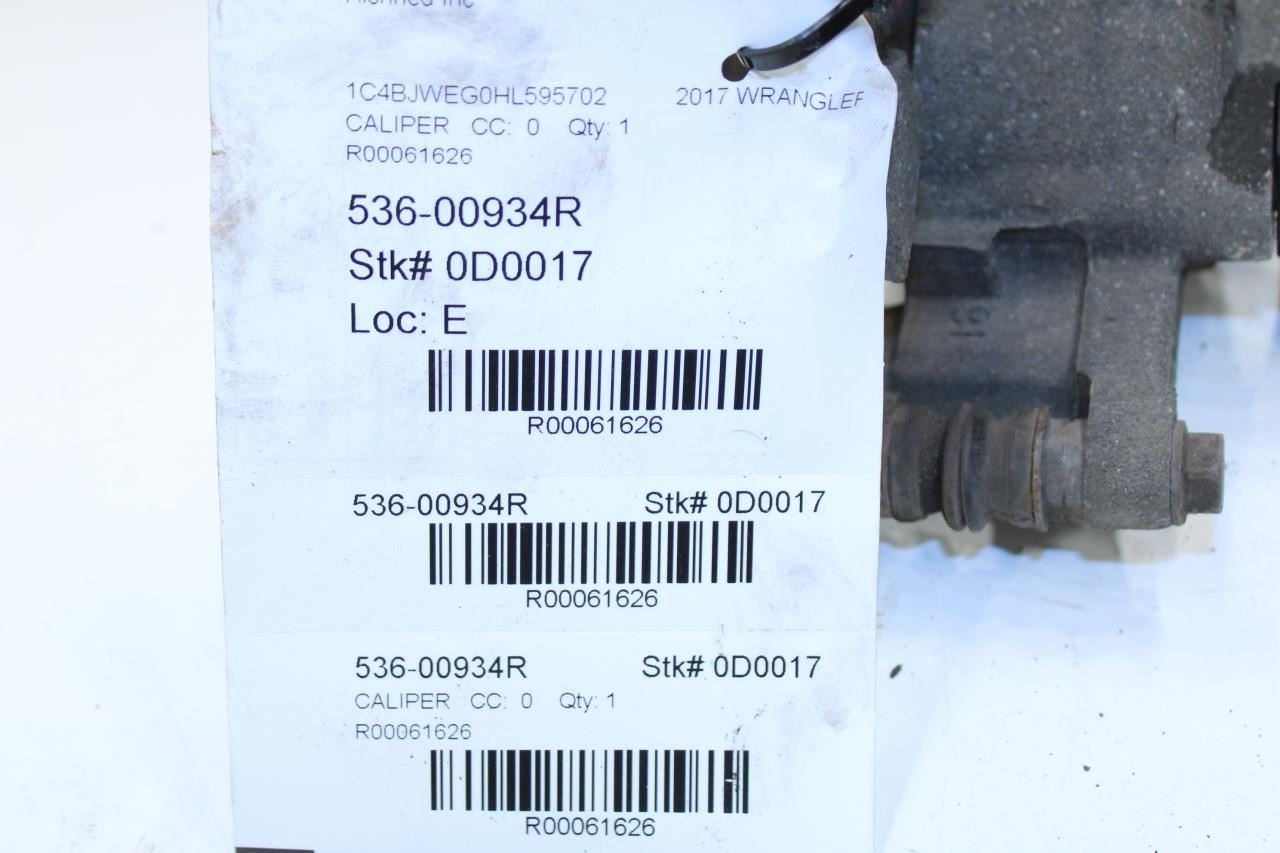 12-18 Jeep Wrangler Sahara 4WD Rear Right Side Brake Disc Caliper 68003778AA OEM - Alshned Auto Parts