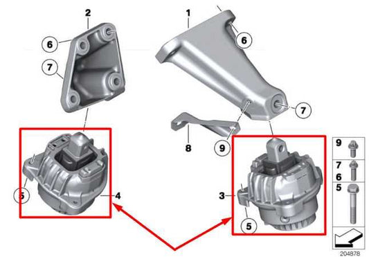 2010-15 BMW 750Li xDrive 4.4L AWD Front RH and LH Engine Support Mount Insulator - Alshned Auto Parts