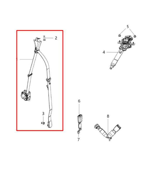 14-20 Dodge Grand Caravan GT Rear Passenger RH Side 3rd Row Seat Belt Retractor - Alshned Auto Parts