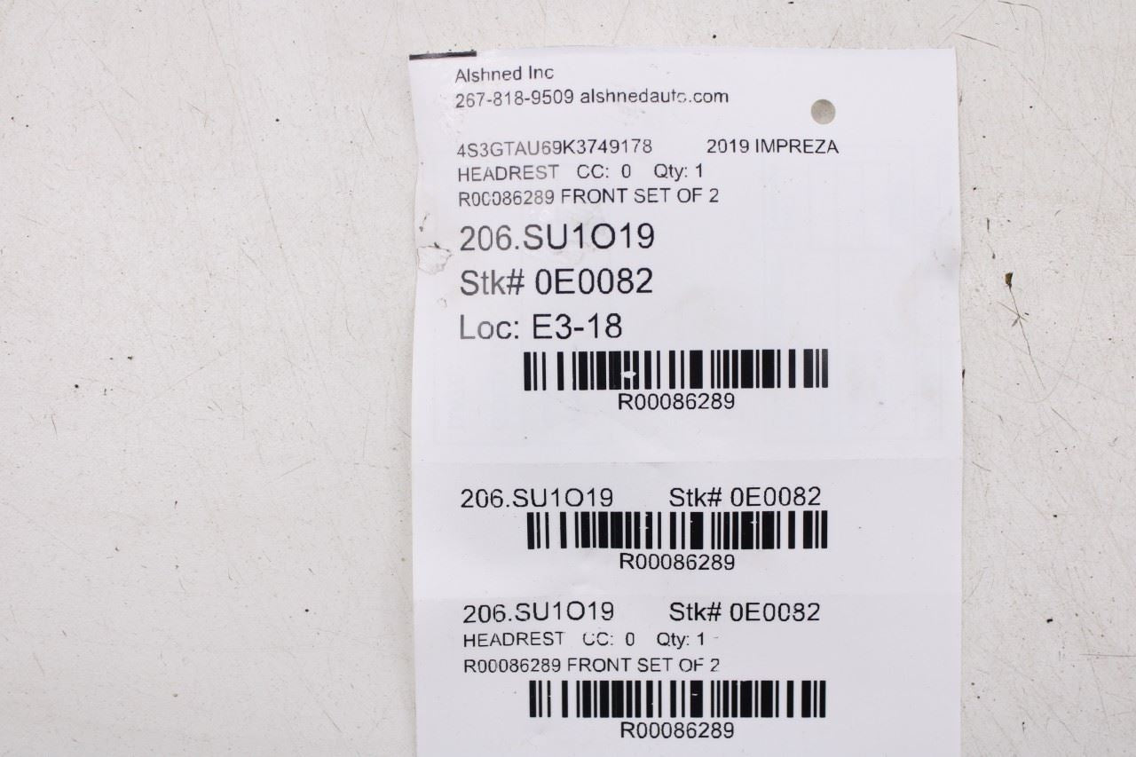2017-21 Subaru Impreza Limited 2.0L Front Right and Left Side Seat Headrest Set - Alshned Auto Parts