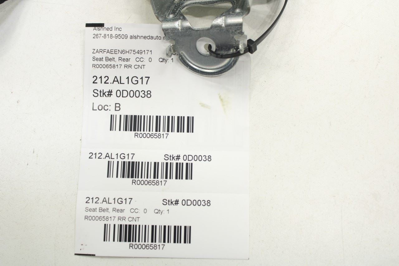 2017-2020 Alfa Romeo Giulia Ti AWD 2.0L Rear Center 2nd Row Seat Belt Retractor - Alshned Auto Parts