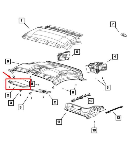 2015-2022 RAM Promaster City Front Right Side Sun Visor w/ Mirror 5YG88LDMAA OEM - Alshned Auto Parts