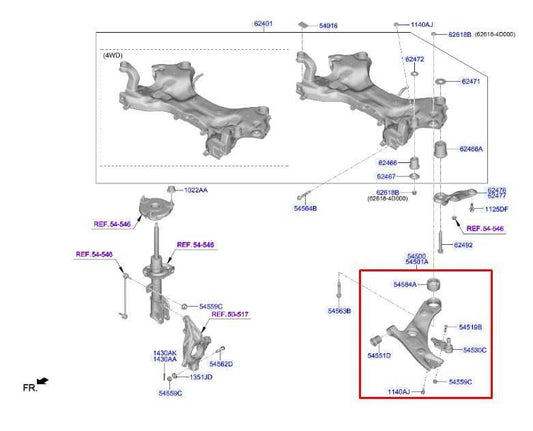 2019-2020 Hyundai Santa Fe Front Left Driver Side Lower Control Arm 54500-S1050 - Alshned Auto Parts