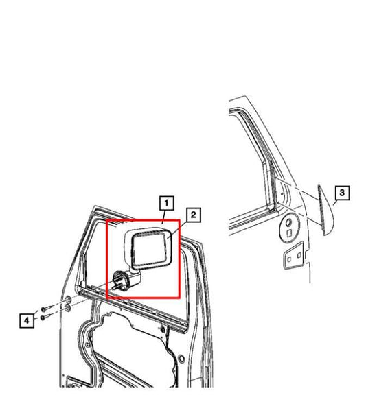 07-10 Jeep Wrangler Unlimited Sahara 3.8L Passenger Right Side Rear View Mirror - Alshned Auto Parts