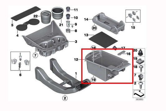2011-2017 BMW X3 xDrive28i Front Center Console Tray Storage 51169184500 OEM - Alshned Auto Parts