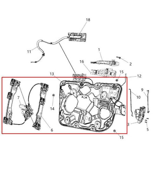 2011-25 Dodge Durango SXT Front Left Door Window Regulator w/ Carrier and Motor1