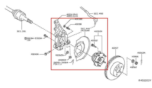 2014-20 Infiniti QX60 Front Right Passenger Side Spindle Knuckle Hub 40014-3JA1A - Alshned Auto Parts