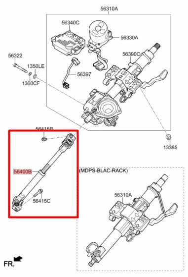 2015-20 Kia Sorento LX 3.3L Steering Column Intermediate Lower Shaft 56400-C5000 - Alshned Auto Parts