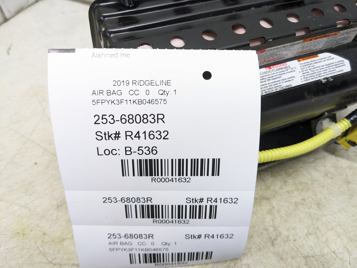 2017-2021 Honda Ridgeline Passenger Right Front Dash Airbag 77820-TG7-A81 OEM - Alshned Auto Parts