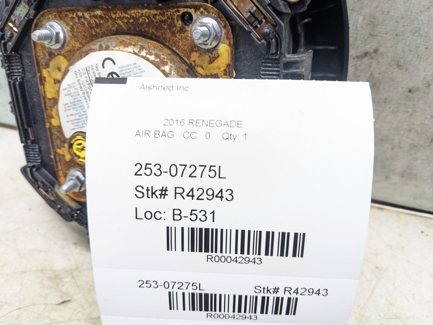 2015-2023 Jeep Renegade Left Driver Steering Wheel Air Bag 6TS24LXHAA OEM - Alshned Auto Parts