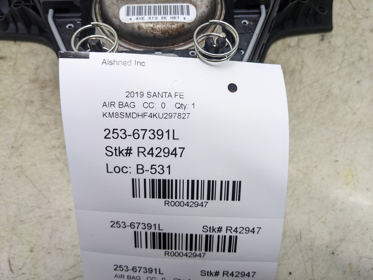 2013-2019 Hyundai Santa Fe Left Driver Steering Wheel Air Bag 56900-B8000 OEM - Alshned Auto Parts