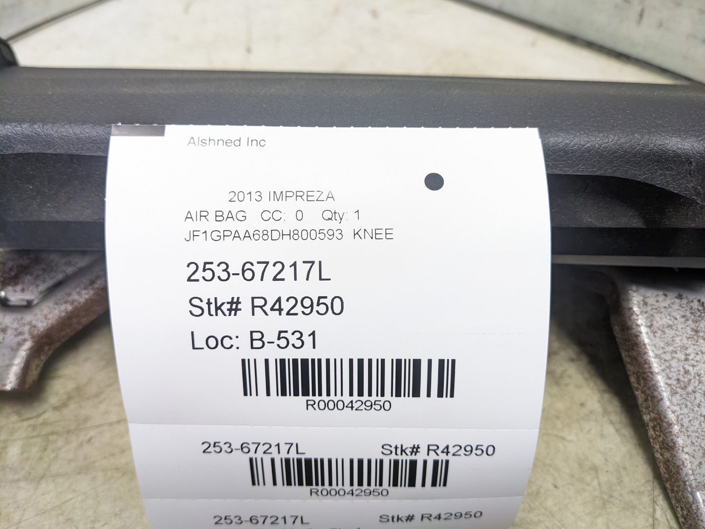 2012-2016 Subaru Impreza Front Left Lower Dash Knee Airbag 98301-FJ010 OEM - Alshned Auto Parts