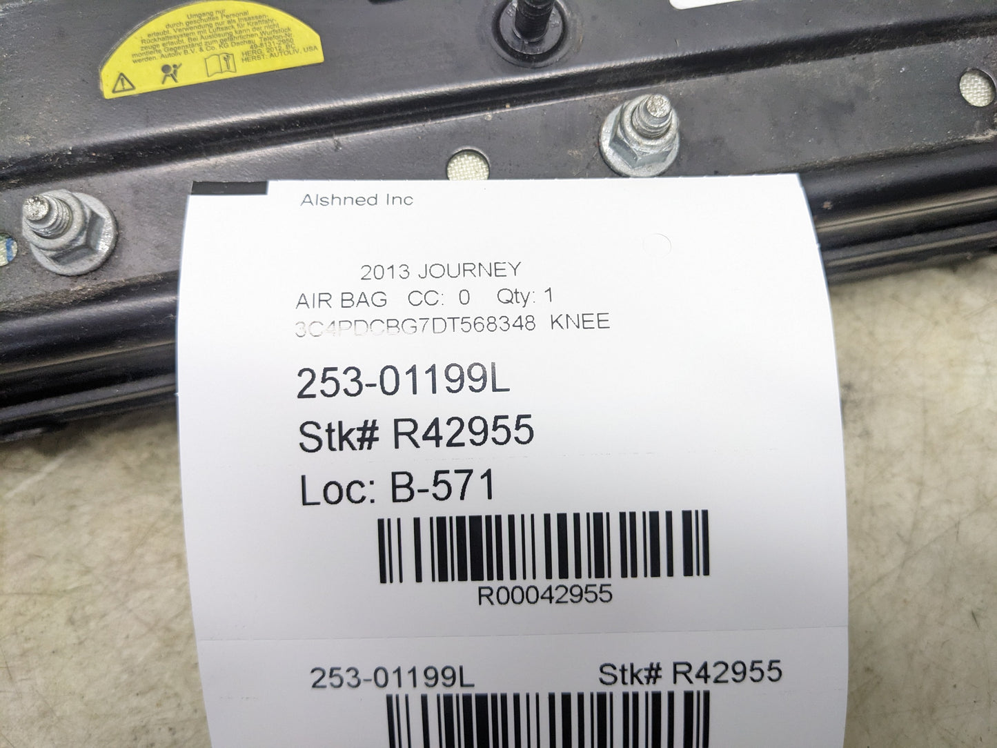 2011-2020 Dodge Journey Front Left Lower Dash Knee Airbag 68082494AD OEM - Alshned Auto Parts