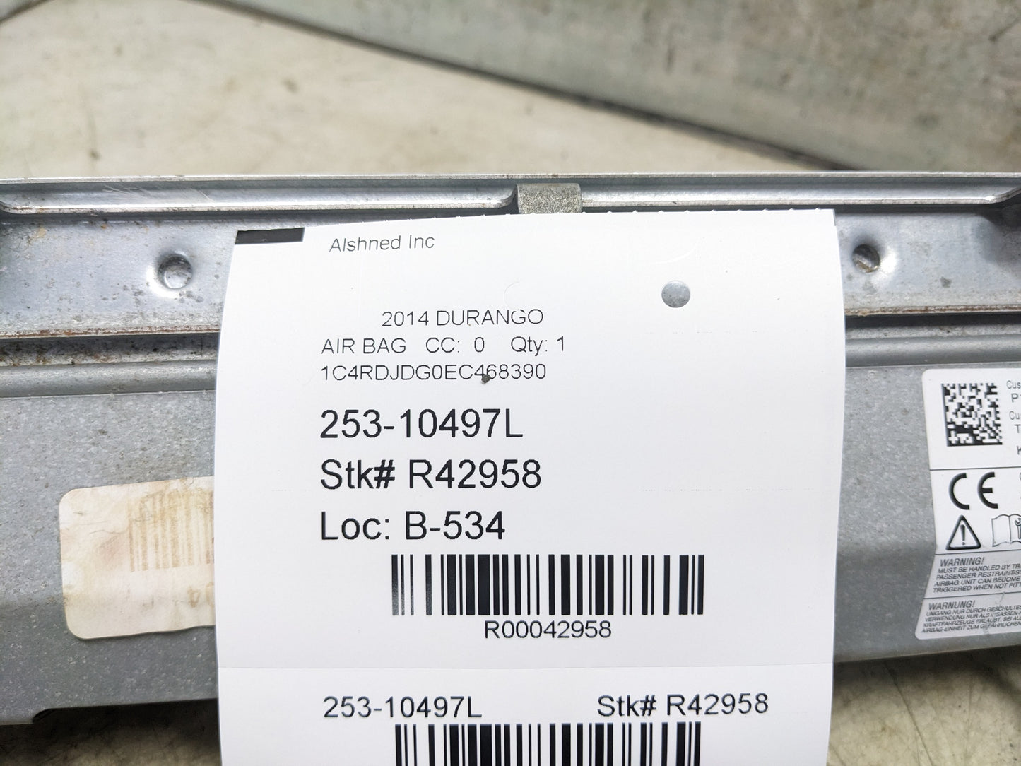 2014-2021 Dodge Durango Front Left Lower Dash Knee Airbag 1XQ07DX9AC OEM - Alshned Auto Parts