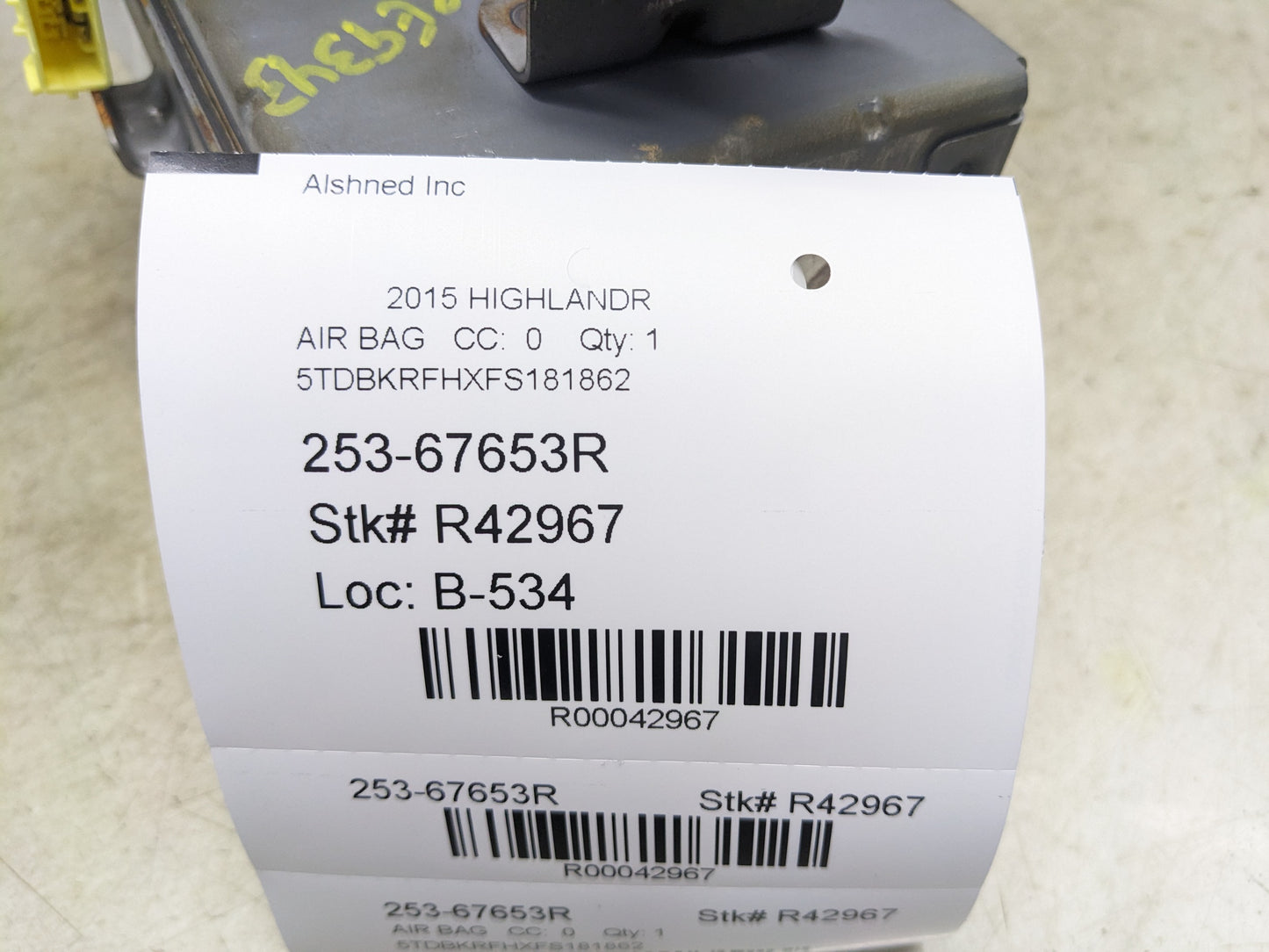 2014-2019 Toyota Highlander Passenger Right Front Dash Airbag 73960-0E060 OEM - Alshned Auto Parts