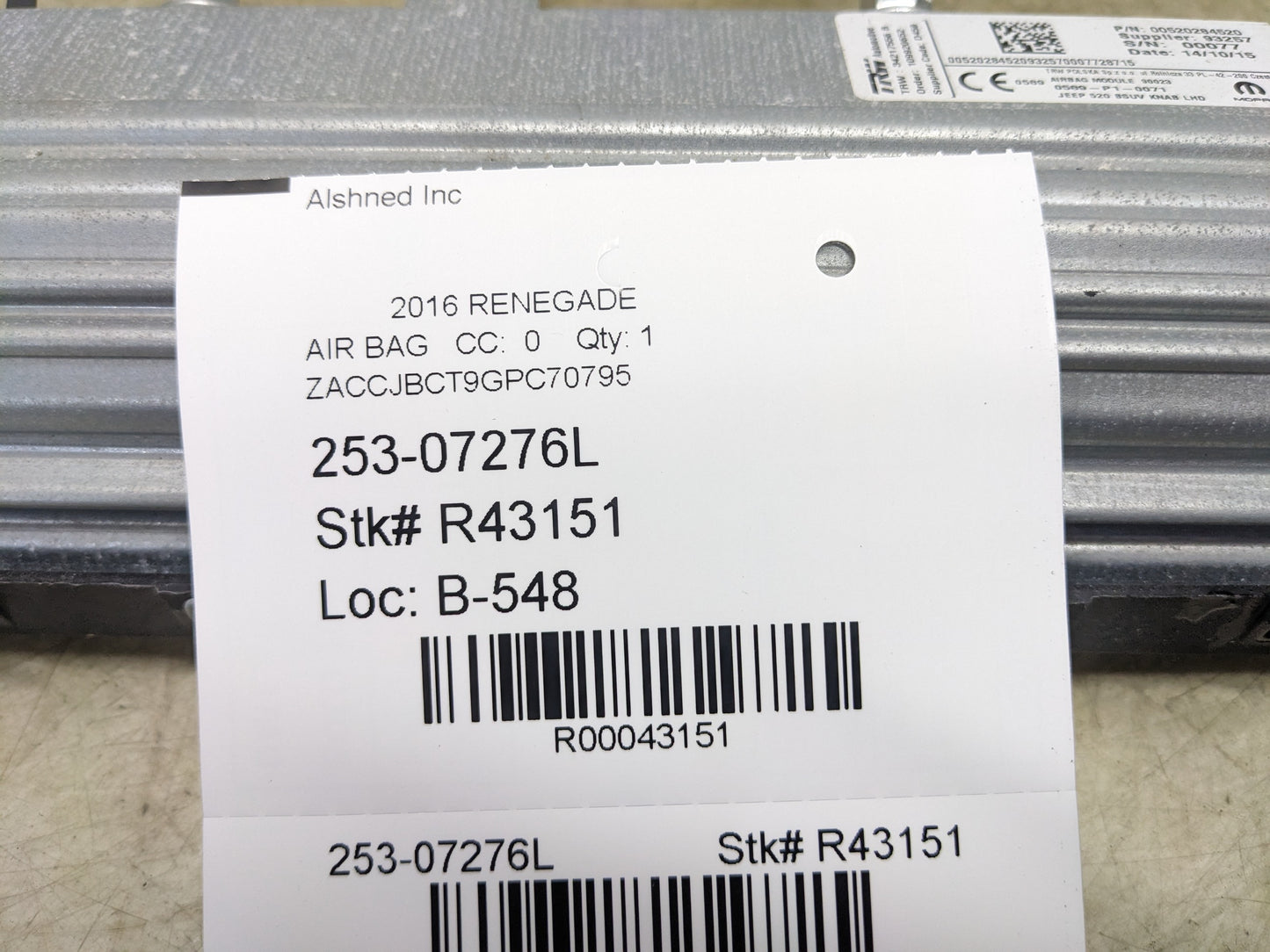 2015-2020 Jeep Renegade Front Left Lower Dash Knee Airbag 68346444AA OEM - Alshned Auto Parts