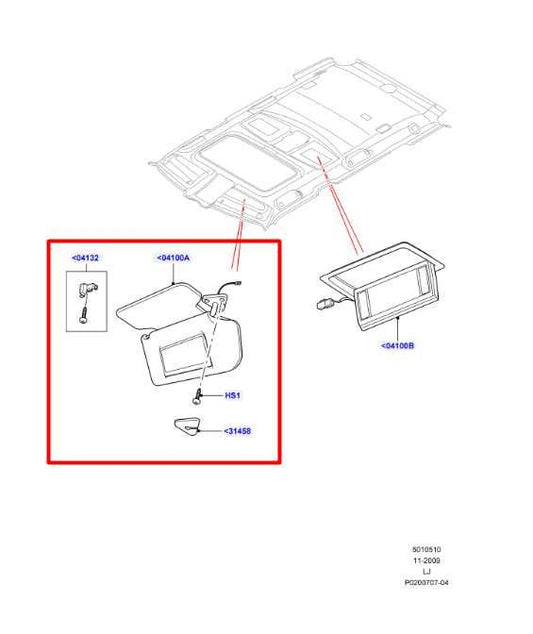 10-12 Land Rover Range Rover HSE Front RH and LH Sun Visor w/ Illuminated Mirror - Alshned Auto Parts