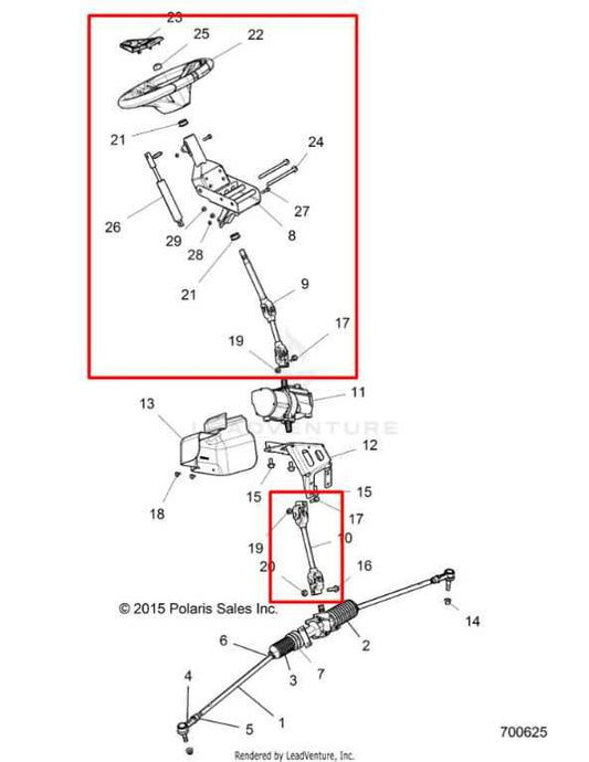 2015-23 Polaris RZR XP 1000 Steering Column Assembly w/ Steering Wheel and Shaft - Alshned Auto Parts