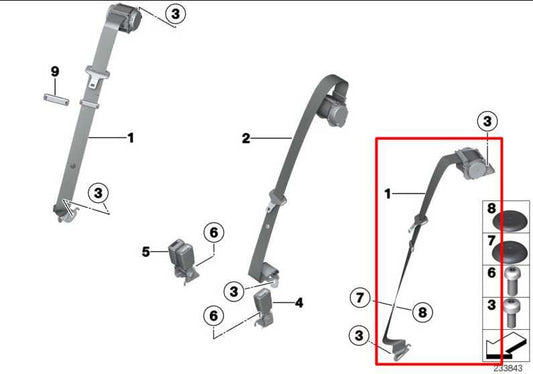11-17 BMW X3 xDrive28i 2.0L AWD Rear Driver LH Side 2nd Row Seat Belt Retractor - Alshned Auto Parts