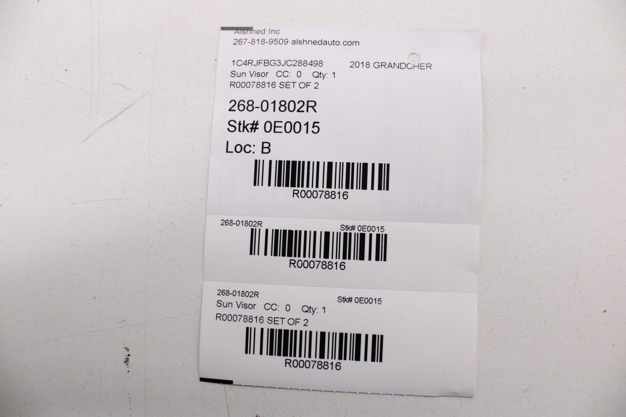 2014-21 Jeep Grand Cherokee Front RH LH Side Sun Visor Set w/ Illuminated Mirror - Alshned Auto Parts