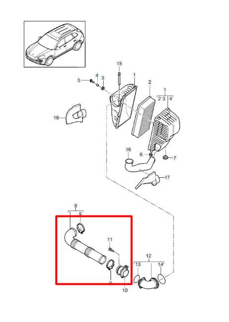 11-14 Porsche Cayenne Platinum 3.6L Air Intake Cleaner Inlet Duct Tube w/ Sensor - Alshned Auto Parts