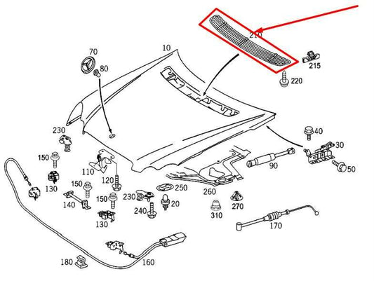 2006-2009 Mercedes-Benz CLK 350 Front Hood Air Vent Grille Cover 20388019059999 - Alshned Auto Parts
