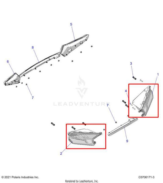 24-25 Polaris PZR XP 1000 Ultimate Front Right and Left Side LED Headlight Lamp - Alshned Auto Parts