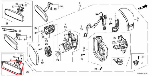 2021-2024 Honda Odyssey Touring Interior Inside Rear View Mirror 76400-THR-A42 - Alshned Auto Parts