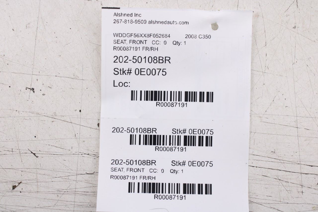 08-11 Mercedes-Benz C350 Sport RWD Front Passenger Right Side Seat Lower Cushion - Alshned Auto Parts