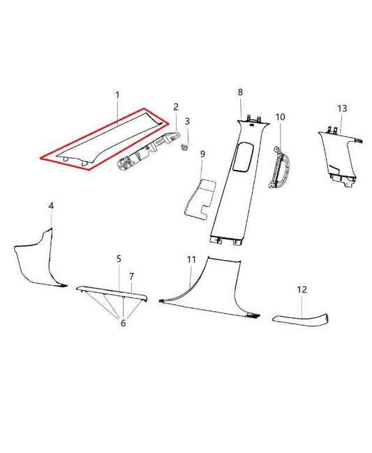 16-21 Jeep Grand Cherokee Overland Front Right and Left A-Pillar Trim 5VK88DX9AC - Alshned Auto Parts
