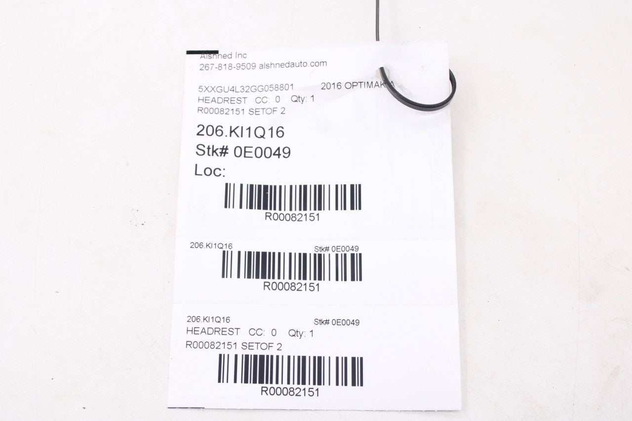 16-20 Kia Optima EX 2.4L FWD Rear Right and Left Side 2nd Row Seat Headrest Set - Alshned Auto Parts