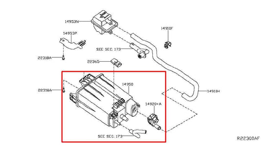 04-18 Nissan Maxima 3.5L Fuel Vapor Evaporator Emission Canister 14950-7Y00B OEM - Alshned Auto Parts