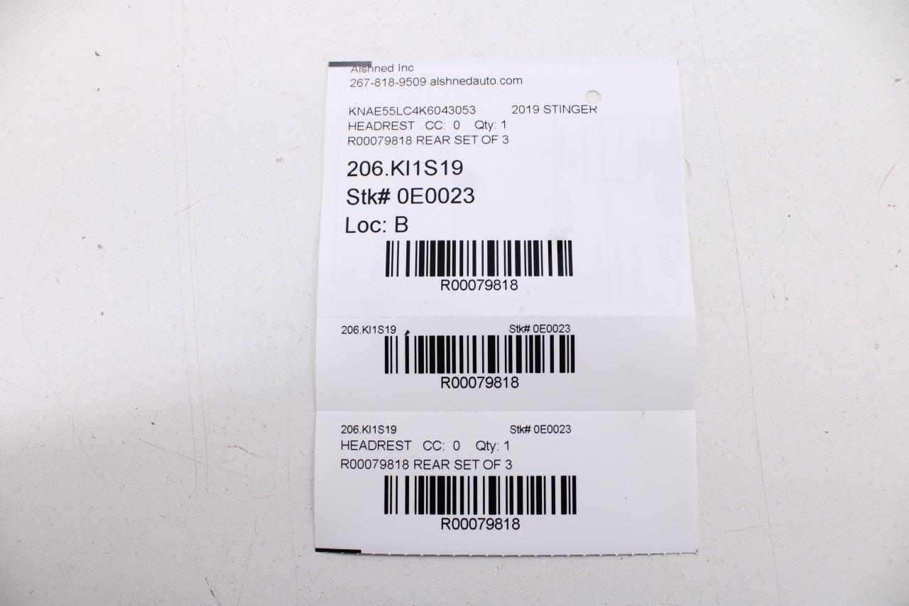 18-21 Kia Stinger GT2 Rear RH LH Side and Center 2nd Row Seat Headrest Set of 3 - Alshned Auto Parts