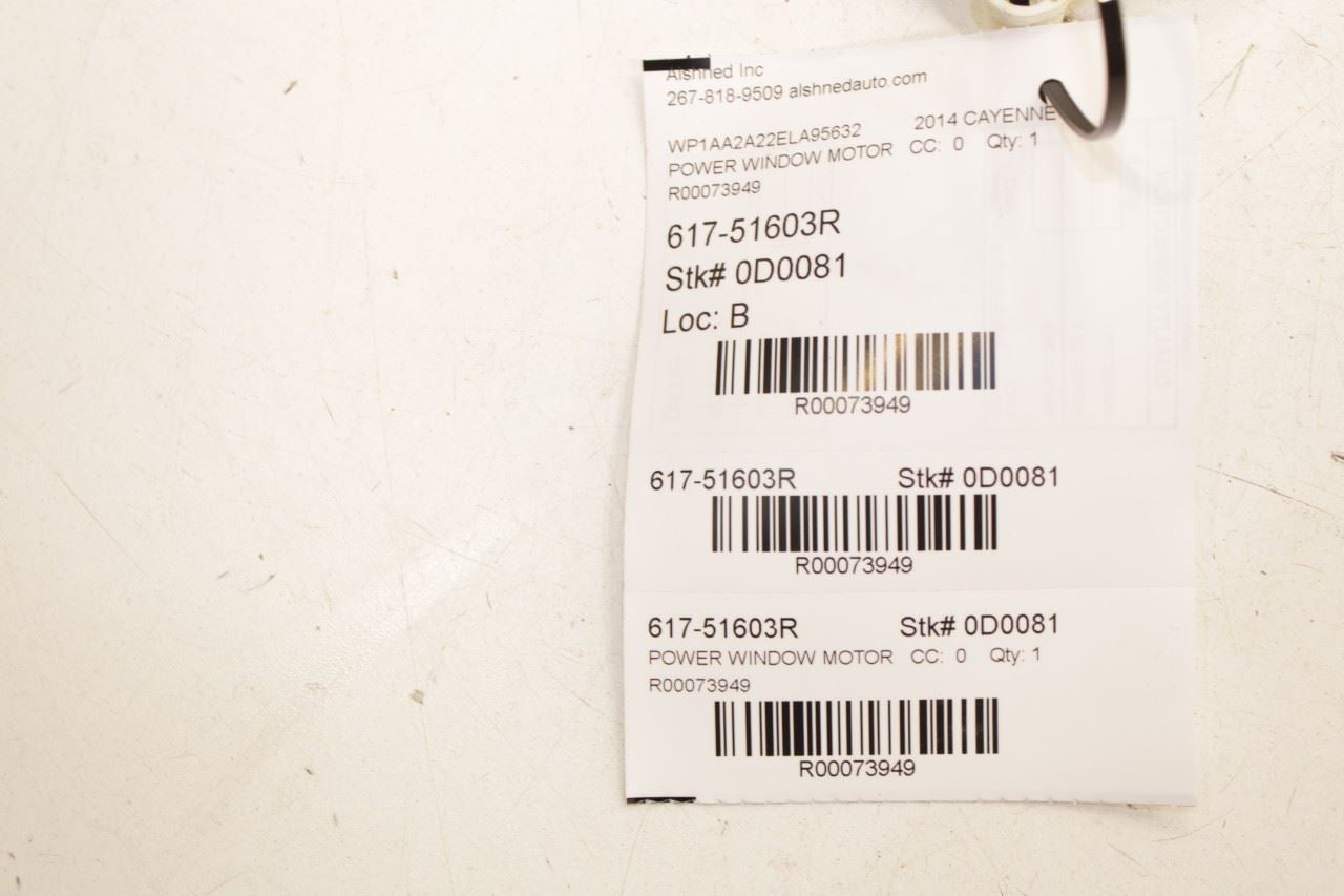 2011-2018 Porsche Cayenne Platinum Rear Right Door Power Window Motor 8K0959811A - Alshned Auto Parts